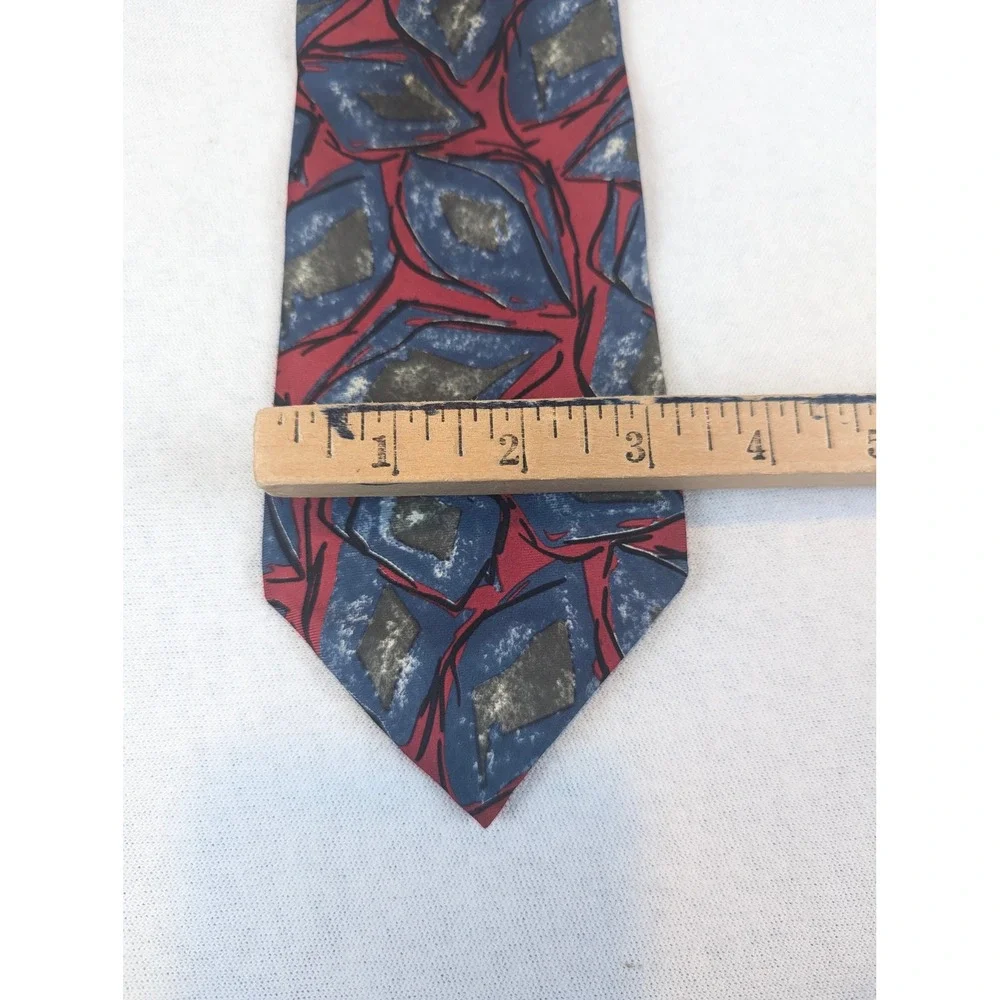 Christian Dior Monsieur Silk Tie Red Blue Abstract Geometric Designer Necktie